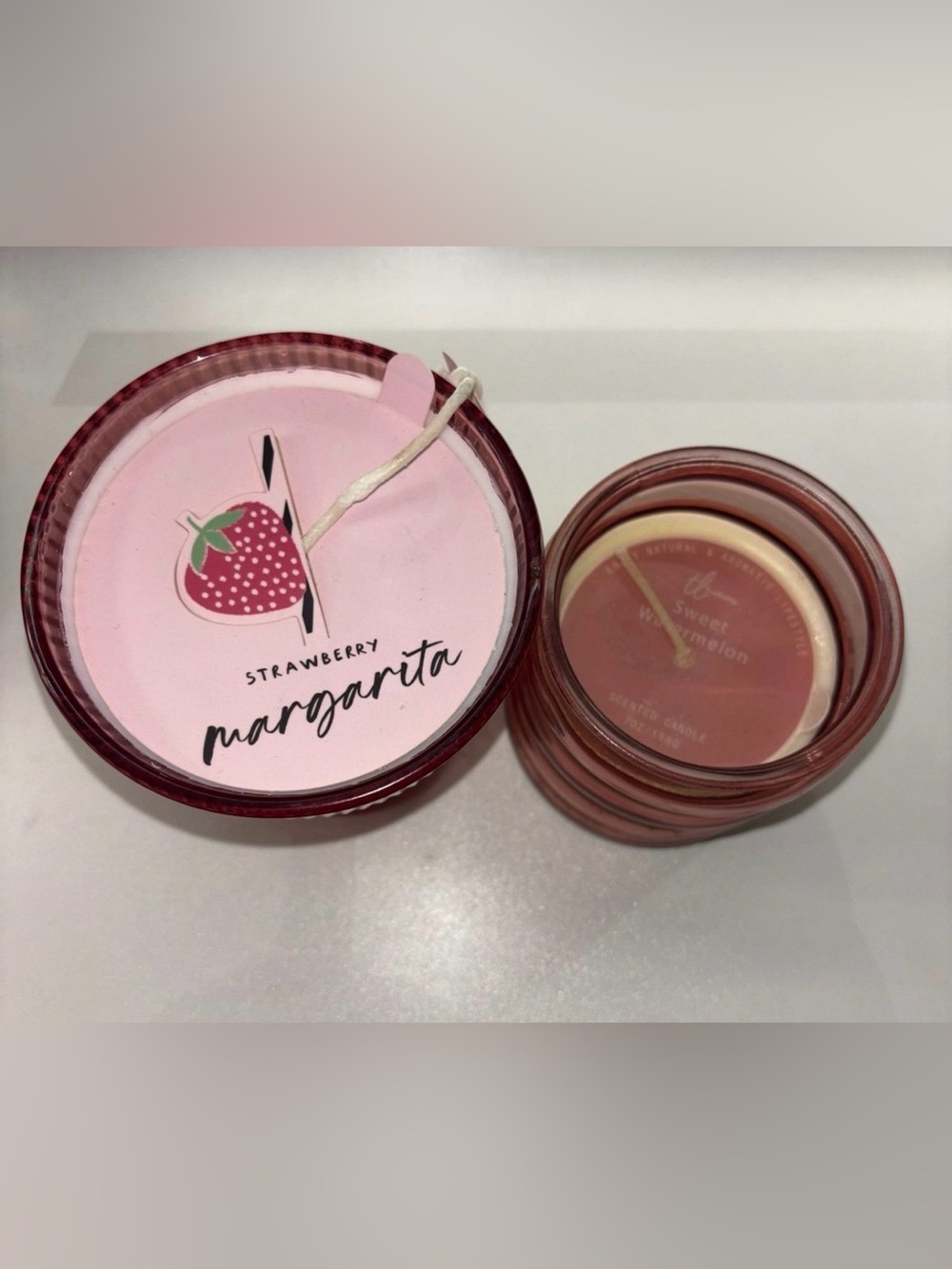 Strawberry Margarita & Watermelon Scented Candle - Pink